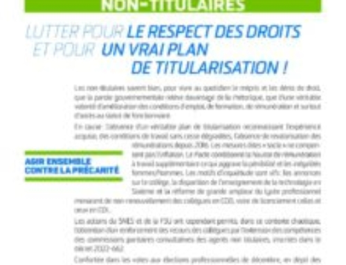 Non-titulaires – Supplément de l’US n°833 du 20 mai 2023