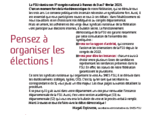 Le courrier de l’établissement : congrès de la FSU