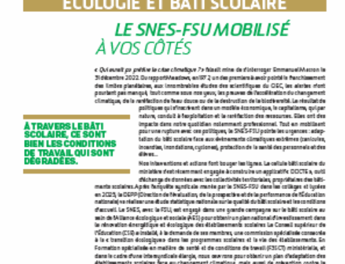 Écologie et bâti scolaire – Supplément de l’US n°859