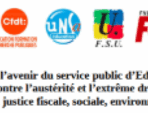 Pour l’avenir du service public d’Éducation, contre l’austérité et l’extrême droite