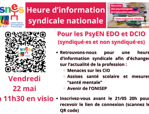 PsyEN : réunion d’informations syndicales